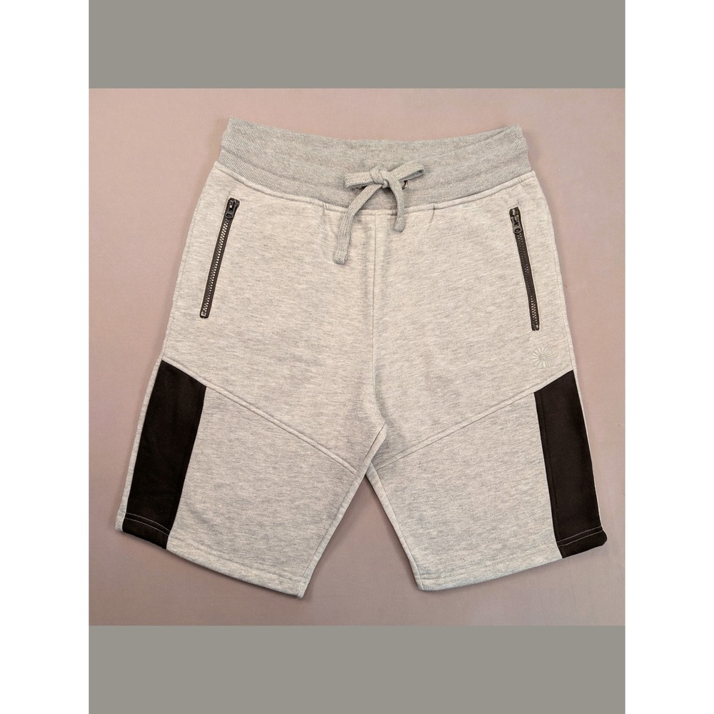 NWOT Akademiks Mens L Gray Fleece Sweat Shorts Zip Pockets Black Streetwear